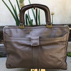 Vintage 70s PHILLIPPE Leather Purse Hand Bag Women's Brown Briefcase Zipper​​​​